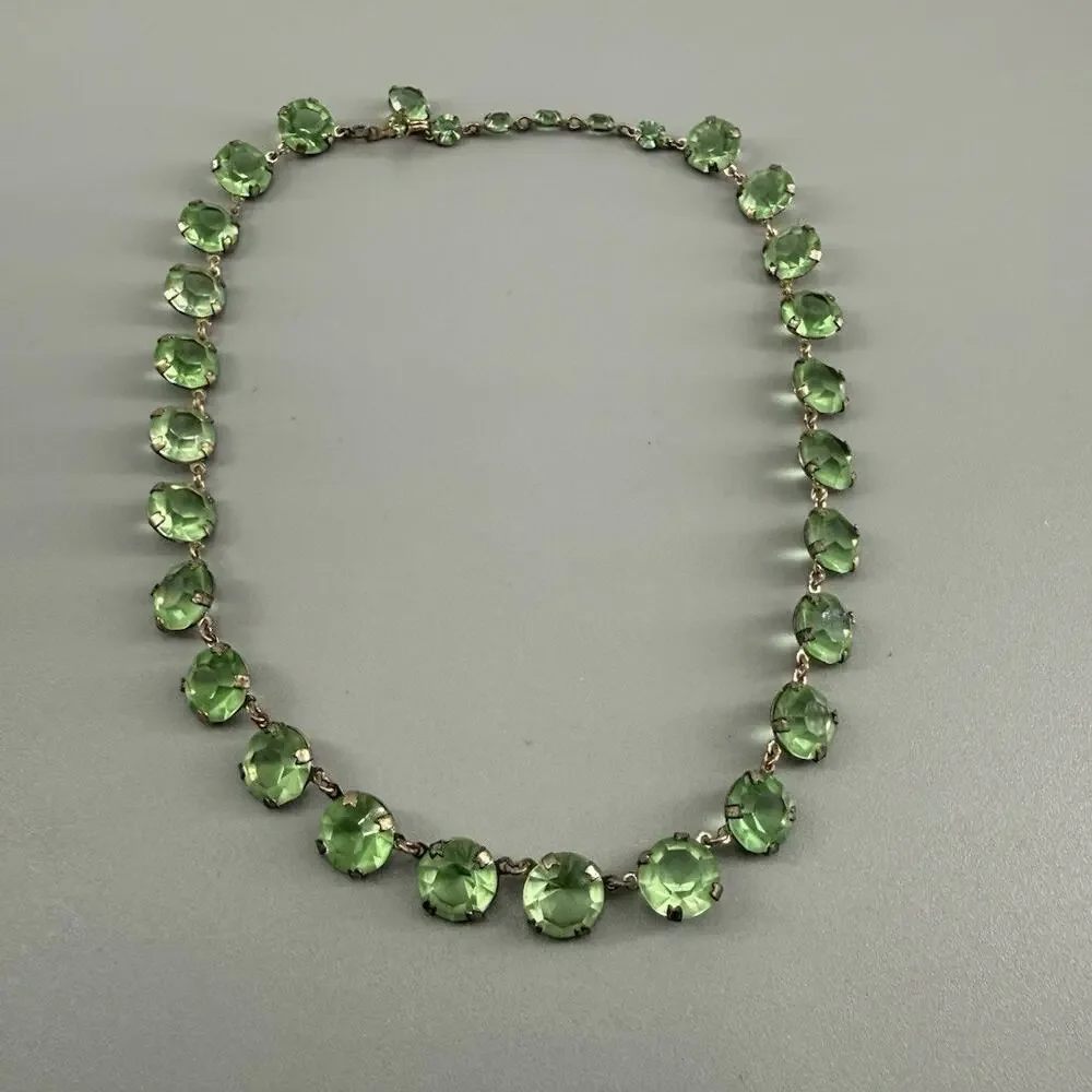 Antique Art Deco Mixed UV Reactive Glass Rivière Necklace Uranium Manganese UV - Picture 9 of 16